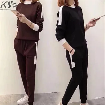 

2018 Autumn and Winter New Women's Fashion Knitting Set Spinning Knitted Sweaters + Sports Pants Two Women's Tide