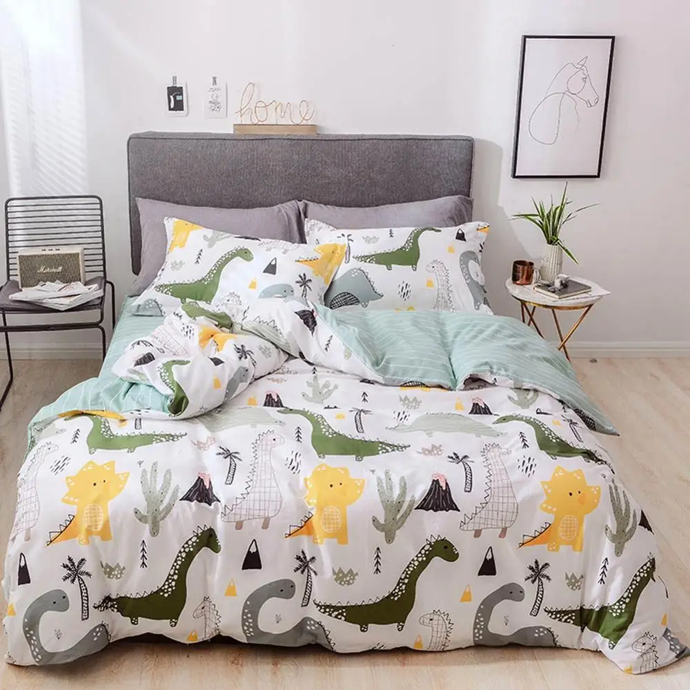 pillowcase//-es included Dinosaur Print Children//Adult Duvet Cover Set