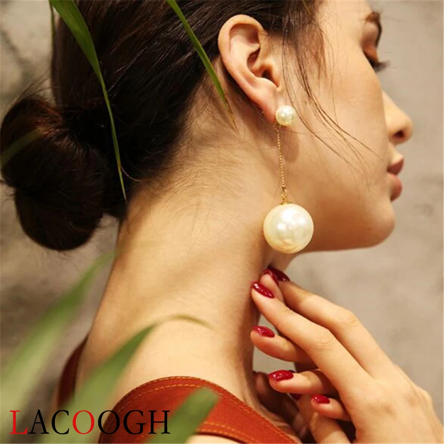 

Lacoogh fashion retro temperament oversized pearl earrings exaggerated big classic fashion earrings women jewelry