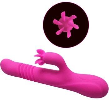 Heating Telescopic Rabbit Vibrator Rotating 7 mode Dildo Vibrator G Spot Clitoris Stimulator Sexshop Adult Sex Toys for Woman