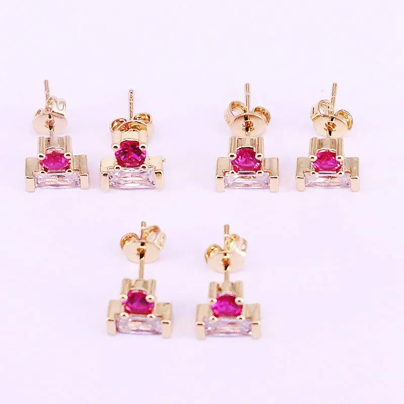 10 пар простые женские Позолоченные CZ цирконий серьги-гвоздики популярные ювелирные изделия