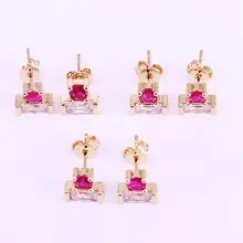 10 пар простые женские Позолоченные CZ цирконий серьги-гвоздики популярные ювелирные изделия