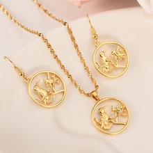 Dubai India Africa tobago bird Sets goldpendant necklace drop Ear ring earrings Jewelry Set for women Wedding Bijoux gifts dazz special design lily flower shape wide bangle ring sets three tones color copper jewelry set full rhinestones wedding bijoux