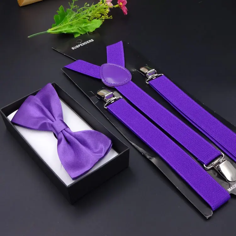 

Fashionable Man Candy Color Strap Adult Men's Suspenders Bow Tie Pants Straps Hotel Professional Straps Ties