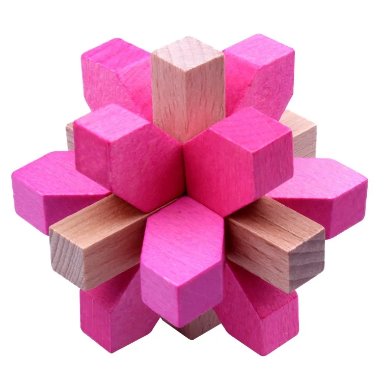 Дети и взрослые 3D куб Китайский Конг Мин лубан замок сложная головоломка, Обучающие деревянные игрушки Пазлы детские настольные игры - Цвет: WMF009