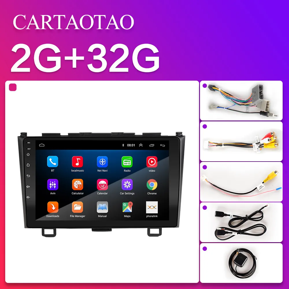 Автомобильный DVD gps android 8,1 автомобильный Радио стерео 2G 32G карта четырехъядерный 2 din Автомобильный мультимедийный плеер для Honda 2006-2011 9 дюймов - Цвет: H-CRV-ZS-2G