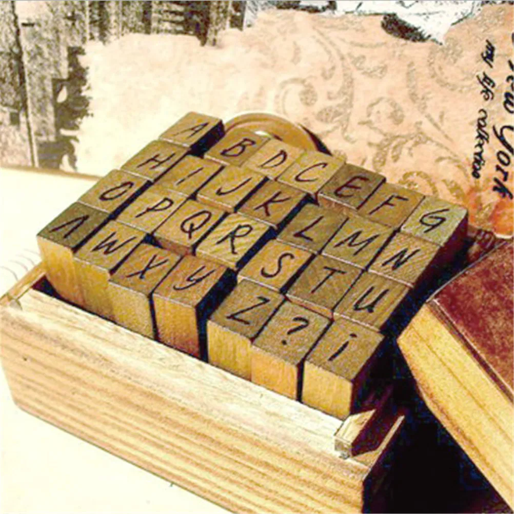 Diy Vintage Letter Vintage Teach Wooden Alphabet And Number Stamps Set DIY Letter Alphabet