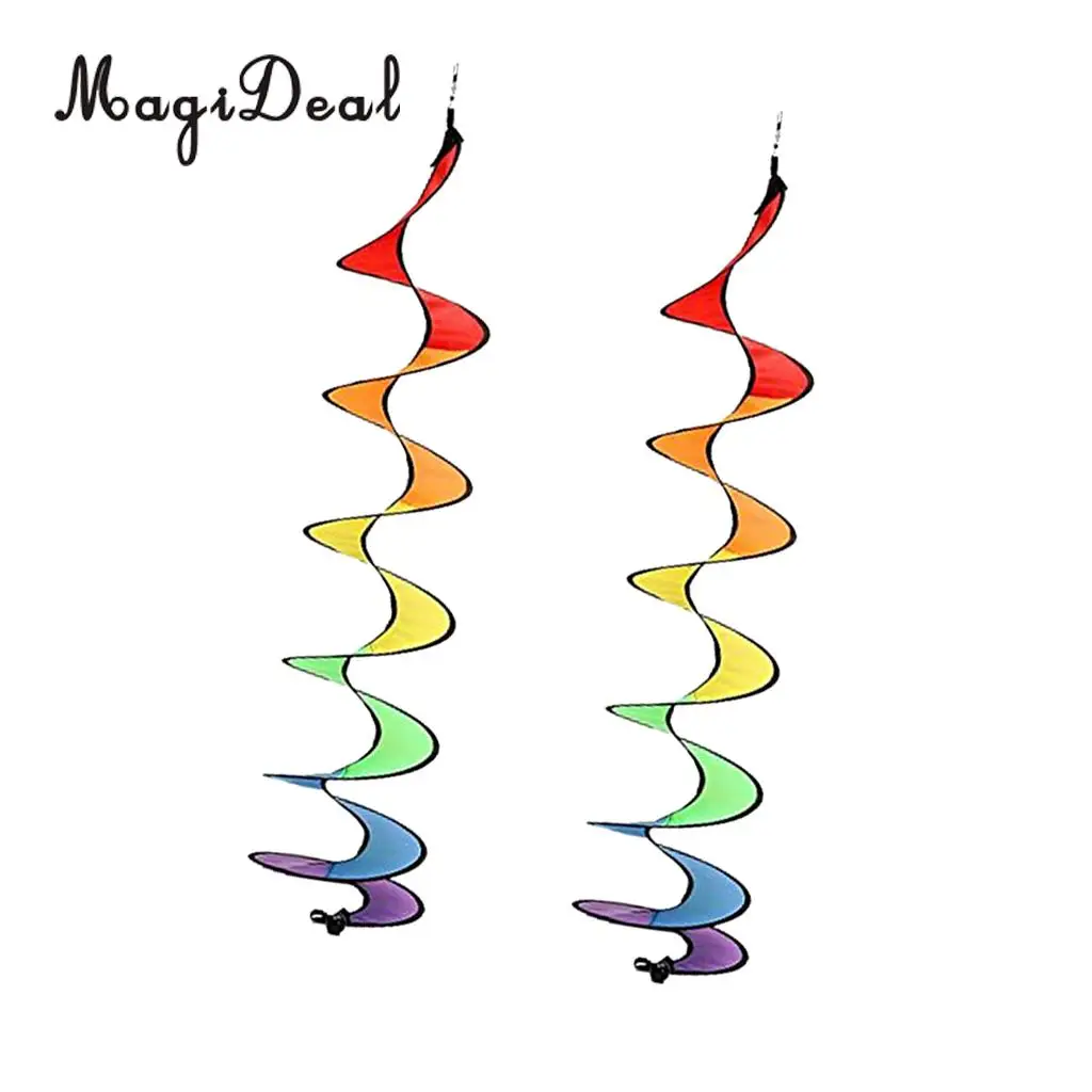 2Pcs 55'' Rainbow Nylon Windmills Wind Windsocks Tent Home Lawn Yard Garden Party Decor Whirligig Outdoor Toy Foldable