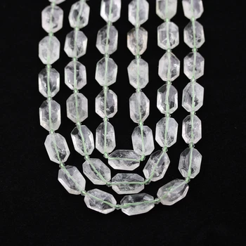 

Raw Nature Light Green Quartz Beads Bracelet Making,Drilled Faceted Smooth Crystals Octangle Beads Handmade Fashion Jewelry