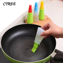 CTREE BBQ Silicone Brush Control Oil Bottle Brush bbq Kitchen Cooking Baking Outdoor Barbecue Everything for the kitchen C417 plastic kitchen cooking oil brush bottle for barbecue frying orange