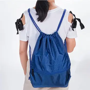 

Portable Polyester Sports Bag Thicken Drawstring Belt Riding Backpack Gym Drawstring Shoes Bag Clothes Backpacks Waterproof #137