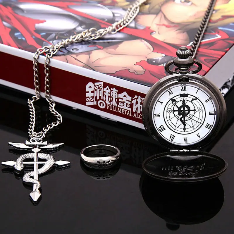 Buy Fullmetal Alchemist Pocket Watch Ring Necklace