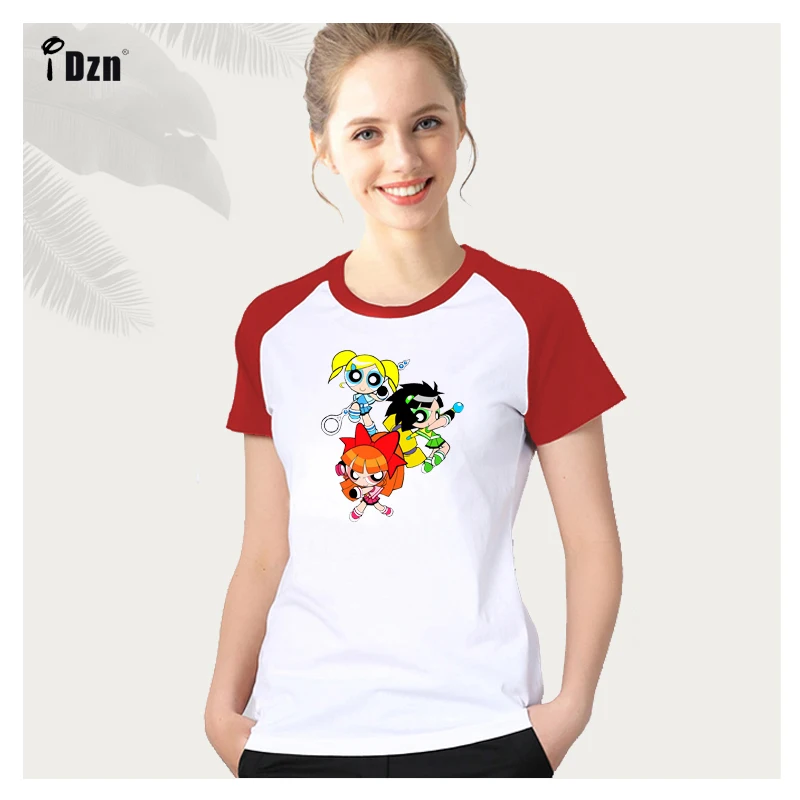 

Summer Women Tshirt Powerpuff Girls Sailor Moon Blossom Bubbles Buttercup T-shirt Casual Girl Short T Shirts Printed Graphic Tee