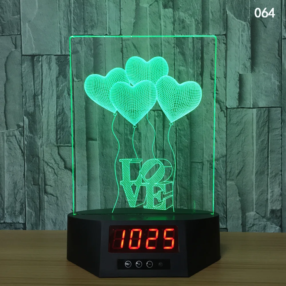 Dragon Ball Сердце Медведь корабль 3D Иллюзия календарь лампа-Часы светодиодный USB 7 цветов ночник дистанционного Touch настольная лампа для домашнего декора