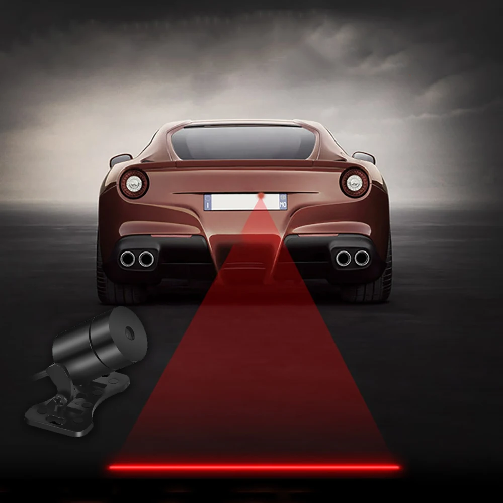 Автомобильный лазерный противотуманный светильник, противотуманный задний светильник, предупреждающий светильник, 12 В, разъем USB, красная прямая линия, стиль для Toyota, Mercedes, Mazda, BMW