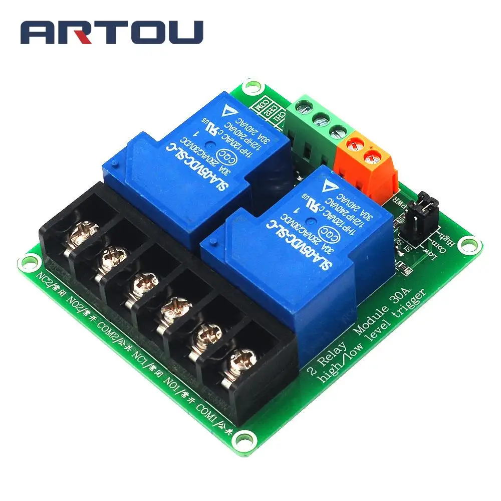 

5V 12V 24V 30A 2 Channel High and Low Level Trigger Relay Module Intelligent Home PLC Automation Control