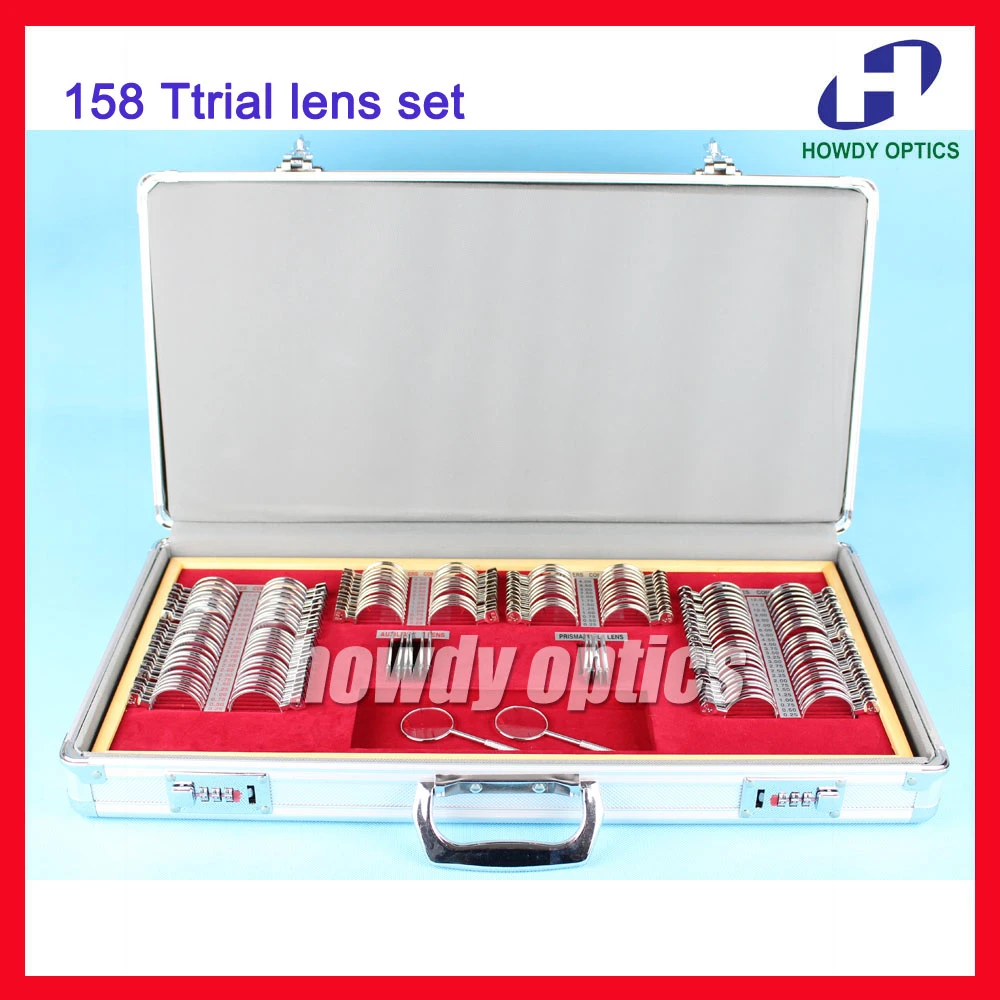 158 PCS Ophthalmic Trial Lens Set Optical Trial case Shiny Metal Rim Aluminium case Lens Dia 36