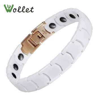 

Wollet Jewelry Korea Design Couple 99.999% Germanium White Ceramic Bracelet Bangle For Men Women Hematite Health Care Healing