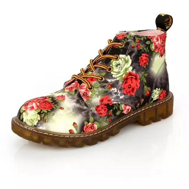 SHIDIWEIKE/модные женские ботинки; сапоги с принтом цветов; ботильоны на мягкой подошве; женская обувь на платформе со шнуровкой; B033 - Цвет: Цвет: желтый