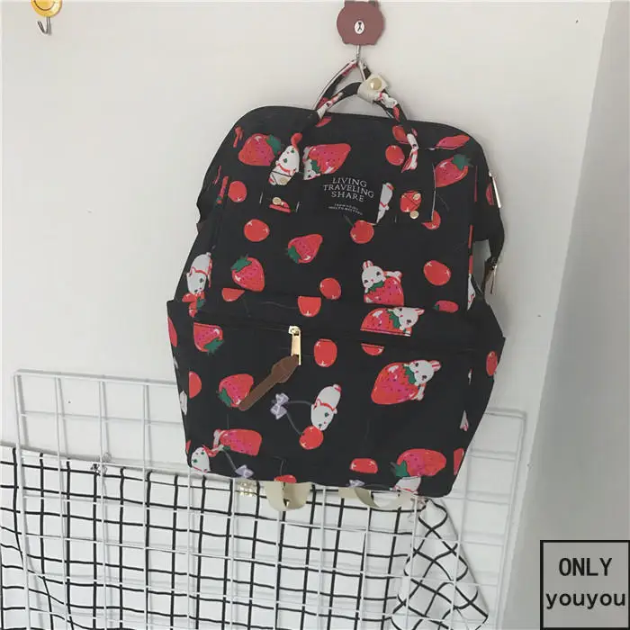 Japanese Style Harajuku Backpack Girl Cute Cartoon Style Ulzzabg Backpack Kawaii Strawberry Rabbit Leisure Backpack School Bag03