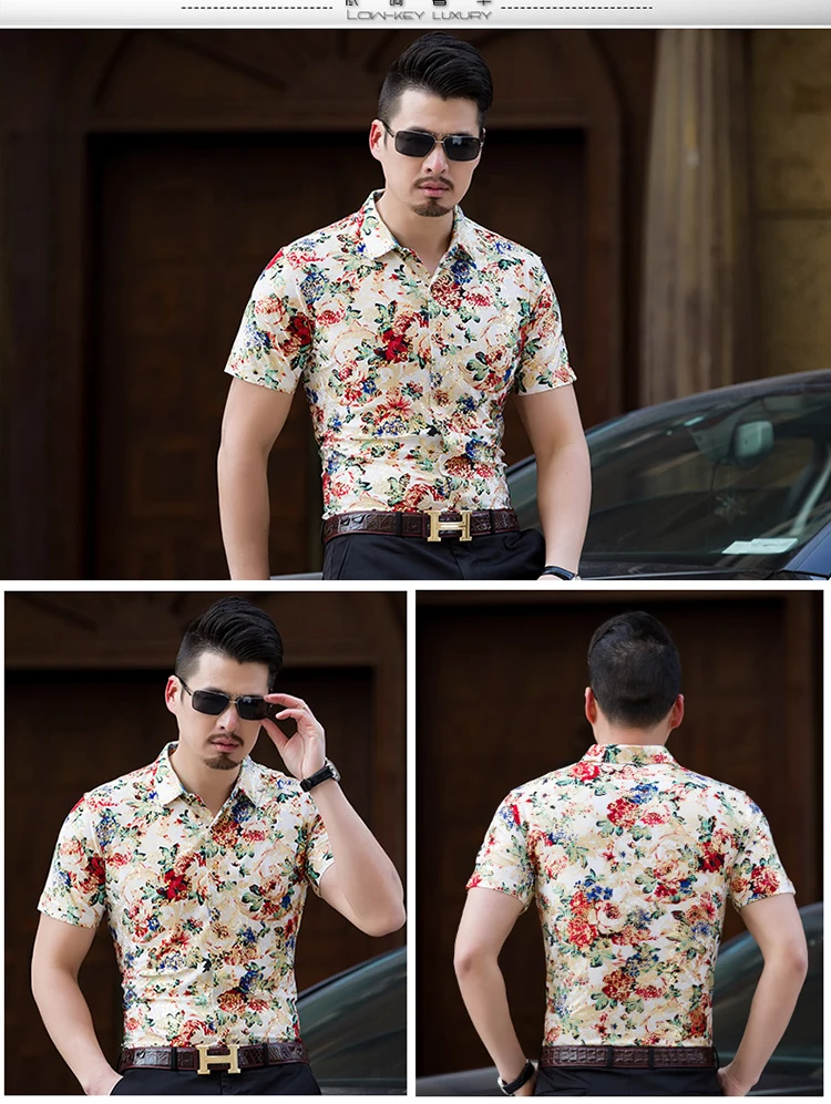 Высококачественная мерсеризованная хлопковая мягкая и удобная рубашка из бутика Лето 2018 Модная тонкая Изысканная рубашка с принтом