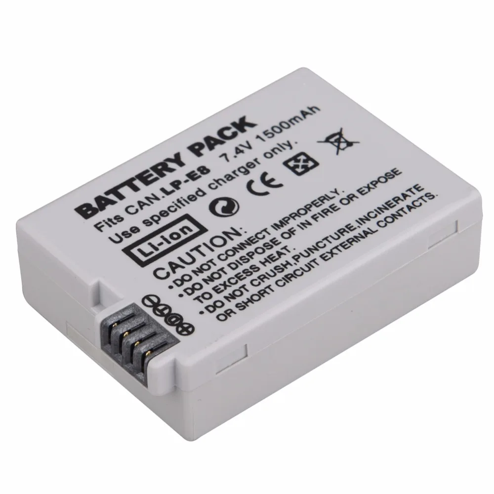 

1pc 7.4V 1500mah LP-E8 LP E8 LPE8 Digital Camera Battery For Canon EOS 600D 650D 550D 700D T4i T5i Rebel T2i Bateria