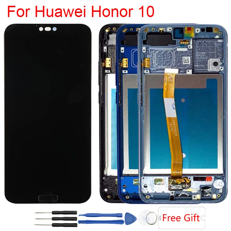 Ceny Wyświetlacz z odciskiem palca dla Huawei Honor 10 ramka wyświetlacza LCD zespół ekranu dotykowego wyświetlacz na Honor 10 COL L29 LCD