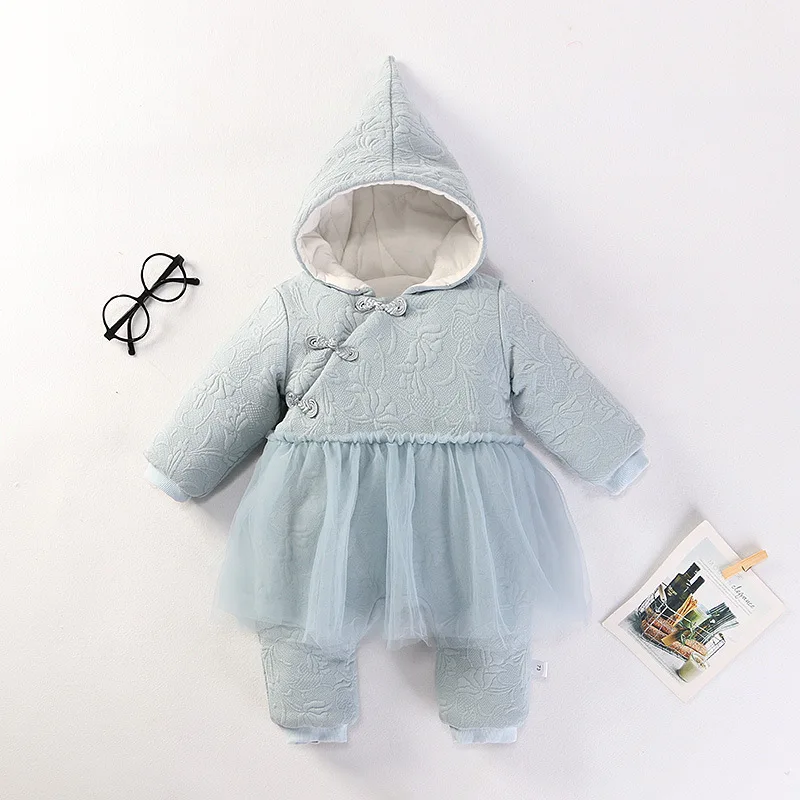 

Baby Girl Clothes Baby Rompers Hooded Chinese Style Dress Rompers Cute Infant Clothes First Gift for Baby Party Dresses Overall