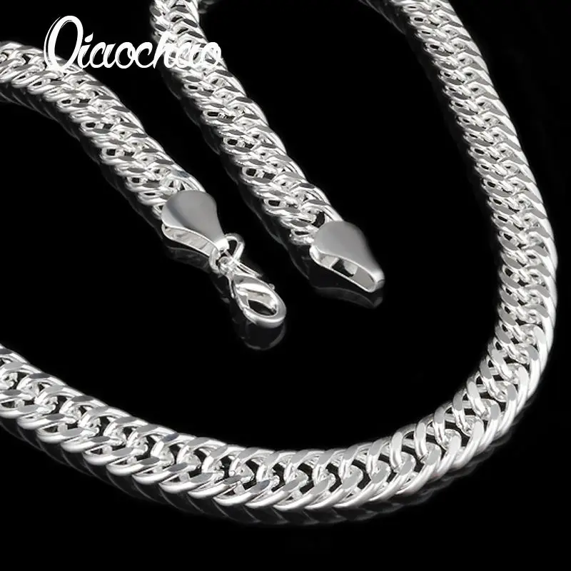 

925 Sterling Silver Color Necklaces 20inch Length and 10 mm Width Link Chain Necklaces for Men Fashion Men Necklace x120