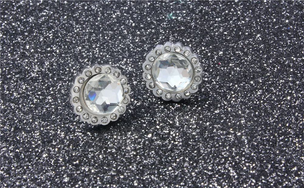 Stainless Steel Earrings For Women Brincos Earing Fashion Jewelry 2018 Rhinestone Earrings With Stones Stud Ear Rings