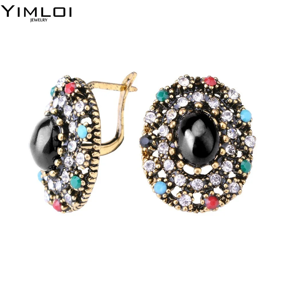 Yimloi Винтаж Jewelry Мода Богемия Кристаллические серьги для Для женщин золотой