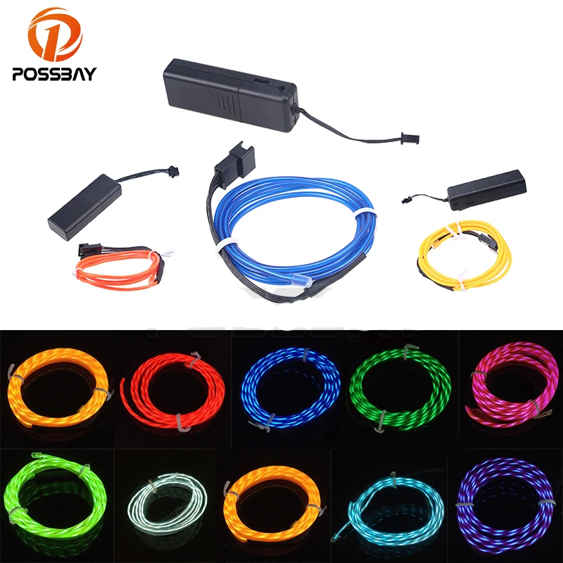 

POSSBAY 1M Car Chasing EL Wire Light Strip Neon Tube Rope Party Wedding Home Decorative Creative Car Styling Footwell LED Lights
