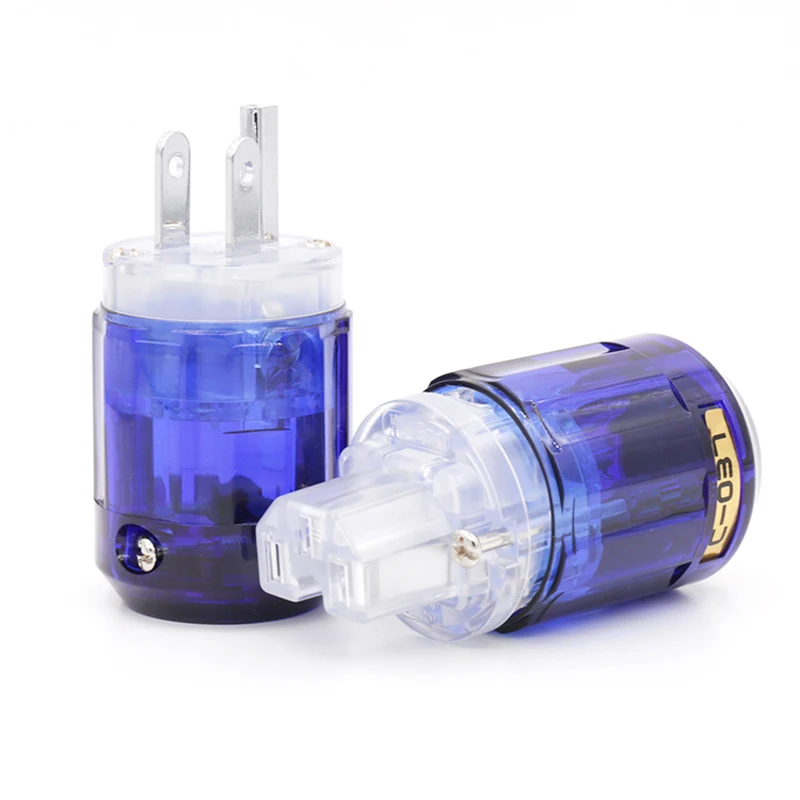 

Free shipping one pair Oyaide P-037/C-037 Pure copper US version Power Plug for Audio Adapter Clear Blue