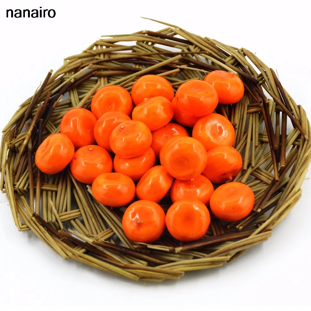 

Cheap 20Pcs Mini Orange Artificial Fruits and Vegetables For Wedding Home Decoration Cognitive Toy Fake Plastic Foam Berries