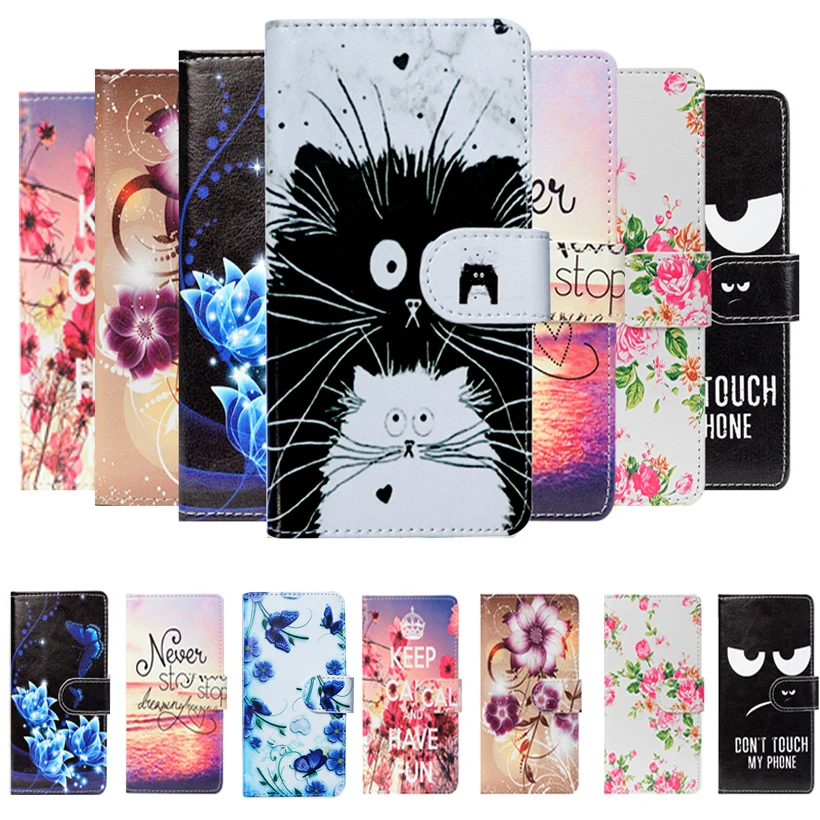 

For Digma LINX Pay 4G Case Cartoon Butterfly Wallet Cellphone PU Leather Case Fashion Lovely Cover Bag
