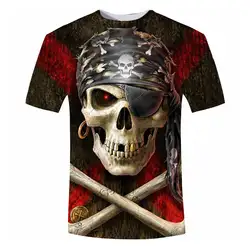 Летняя Пиратская серия 3D футболки Монокуляр Призрак с принтом черепа мужской футболки Для мужчин футболка Повседневное короткий рукав