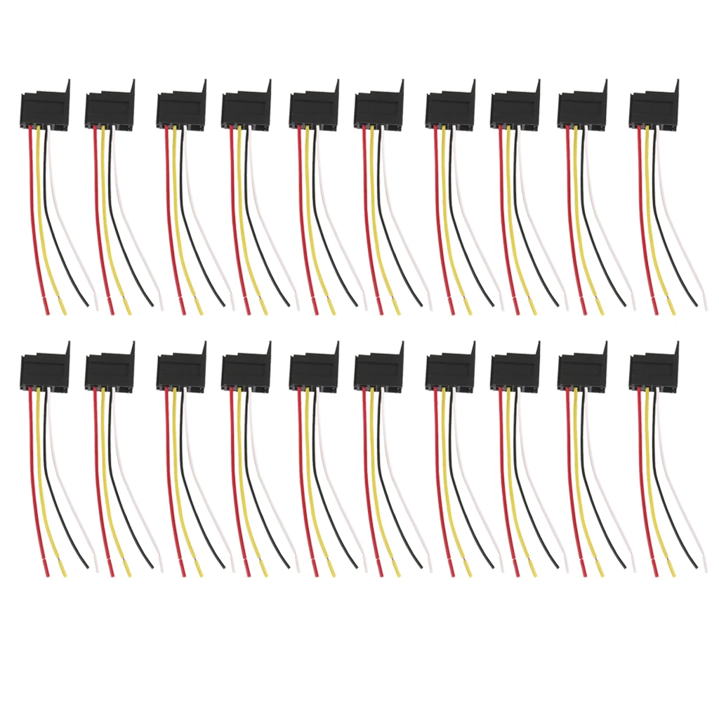 

20 Pieces Car 12V 12 Volt DC 20A/30A AMP Relay Harness Socket 4Pin 5 Wire