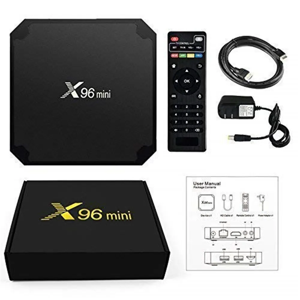 ТВ приставка X96mini android 7 1 smart tv WiFi 4K 2GB 16GB Amlogic 1GB 8GB S905W четырехъядерный медиаплеер