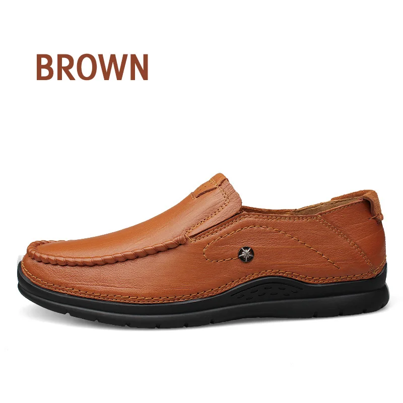 BIMUDUIYU; брендовая модная Осенняя Новинка; деловая повседневная мужская обувь из коровьей кожи; мягкая дышащая Высококачественная Мужская обувь; большие размеры - Цвет: Brown