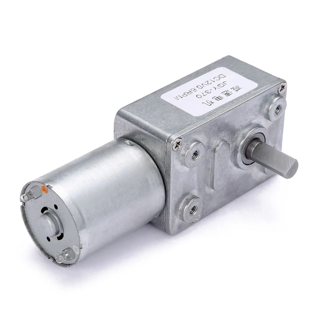 DC 12V Low Speed Geared Motor 0.6RPM High Torque Turbo Worm Electric Geared DC Motor GW370 80x32x21mm
