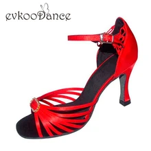 Удобная танцевальная обувь размеры США 4-12, красный, черный, золотой, серебряный каблук высотой 7 см, профессиональный атлас, обувь для латинских танцев для женщин, NL072