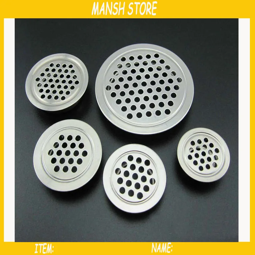 

5pcs/lot Stainless Steel Air Vent Ventilator Grille Cover Ventilation For Closet Shoe Round Flat Ventilator Grille