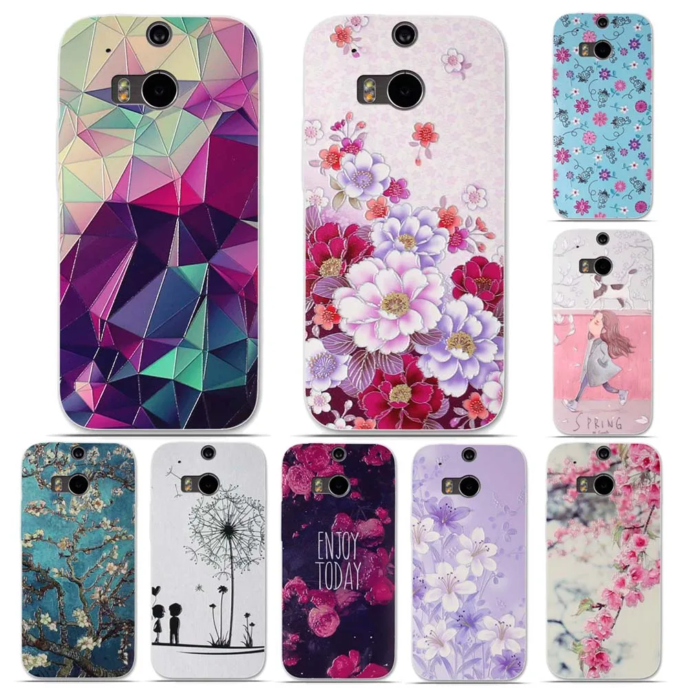 

Silicone Cover for HTC One M8 Case Luxury 3D Relief Printing Phone Case for HTC M8 Case M 8 Cover Fundas Coque Capas Bags Covers