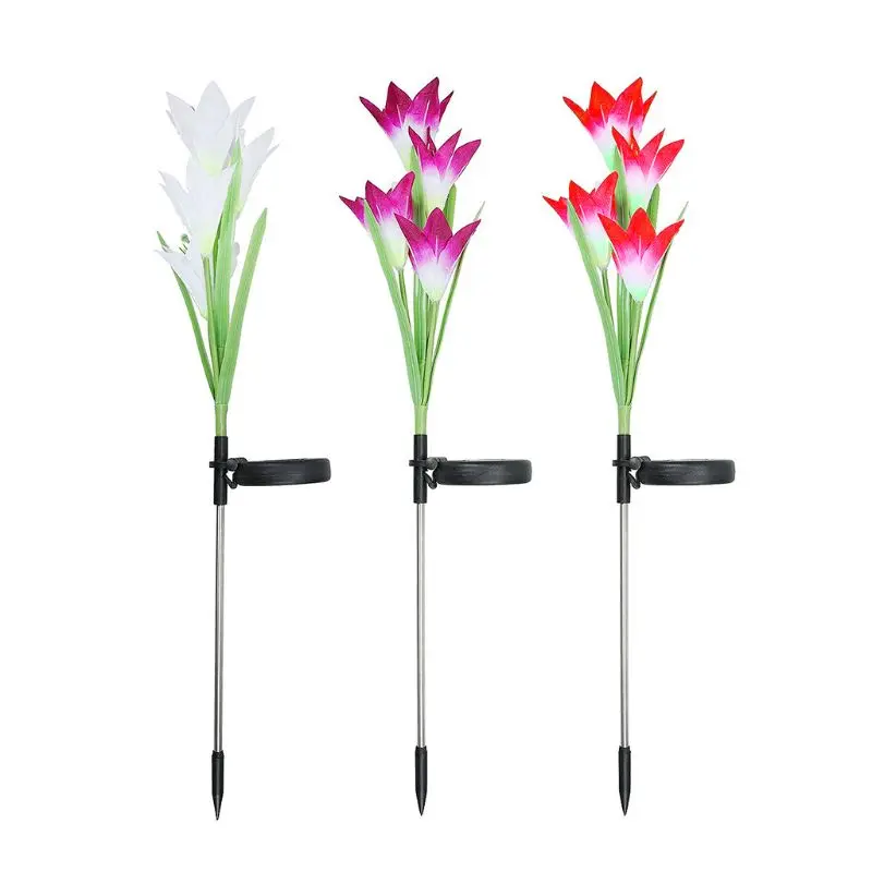 

LED Solar Lily Flower Light Outdoor Solar Garden Stake Lamp Courtyard Lantern