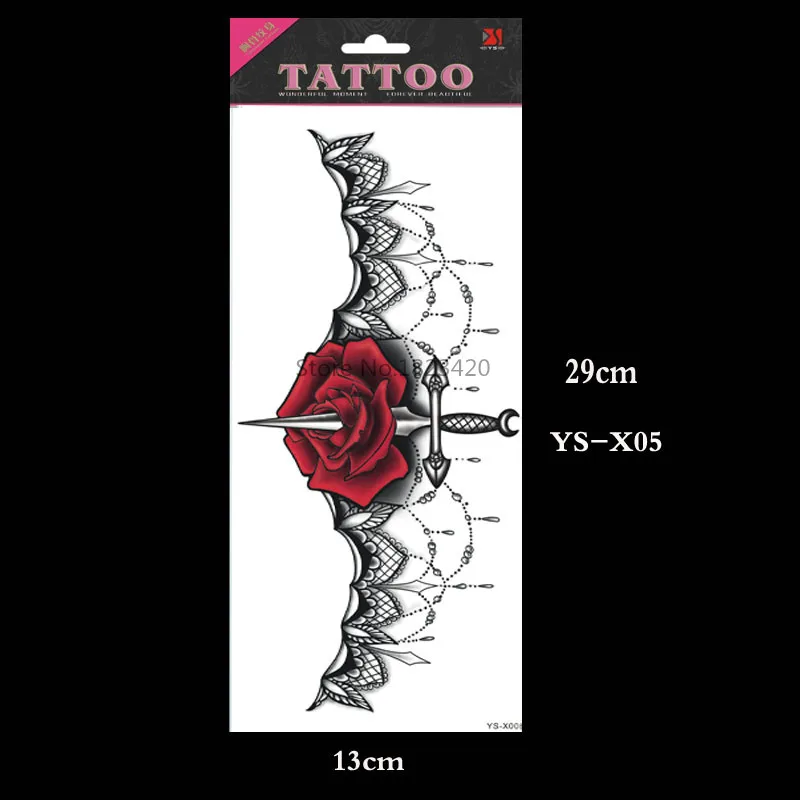 

YS-X05 Sexy Under Breast Tattoo, Ornamental style Rose Temporary Metal Tattoo, Sexy Women Tattoo!