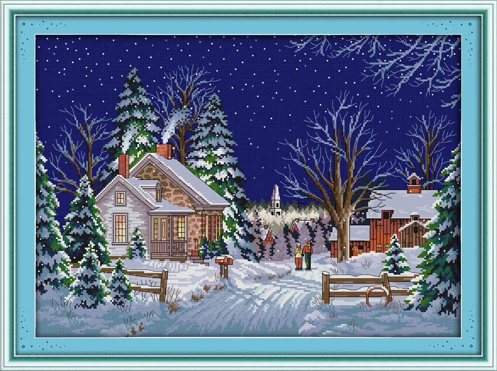 

Country walks Snow day Printed on Canvas DMC Counted Chinese Cross Stitch Kits printed Cross-stitch set Embroidery Needlework