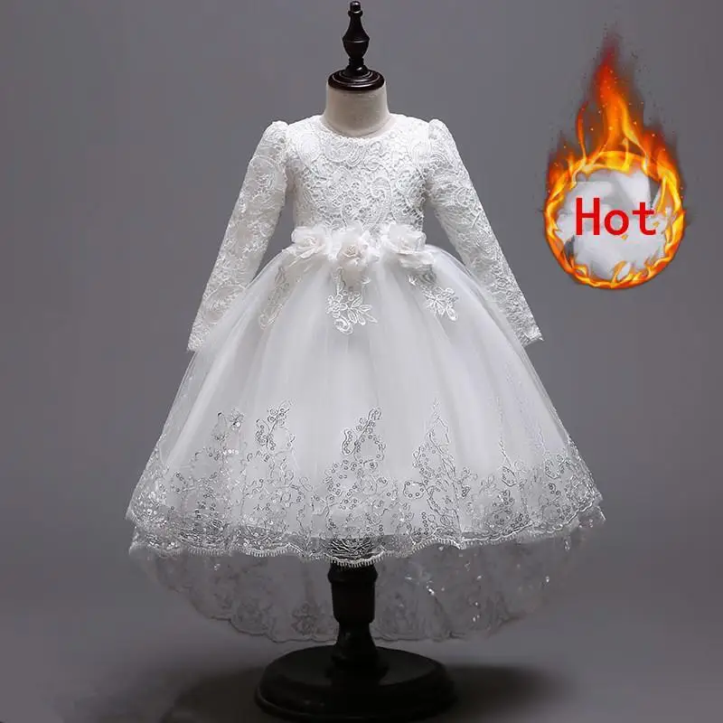 

2019 Christmas Girls Dresses Long sleeve Bud silk bowknot Clothes Wedding Party Dress For Girl Children's Princess Dresses