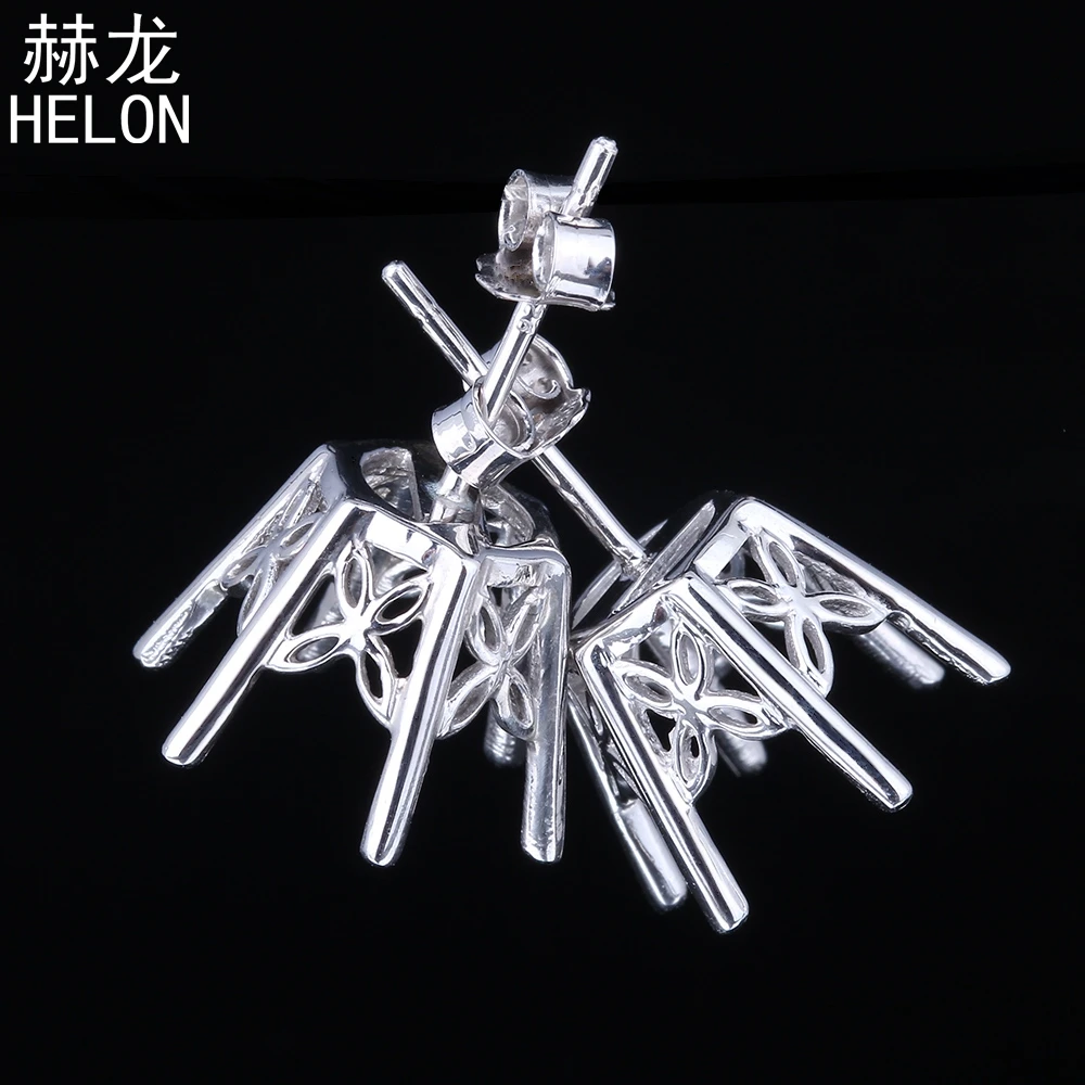 Round 10 11mm Semi Mount Sterling Silver 925 Stud Earrings Vintage