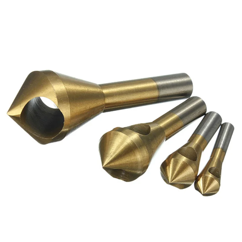 4 sets of high-quality high-speed steel titanium alloy countersunk within the chip removal and deburring drill bit metal tools