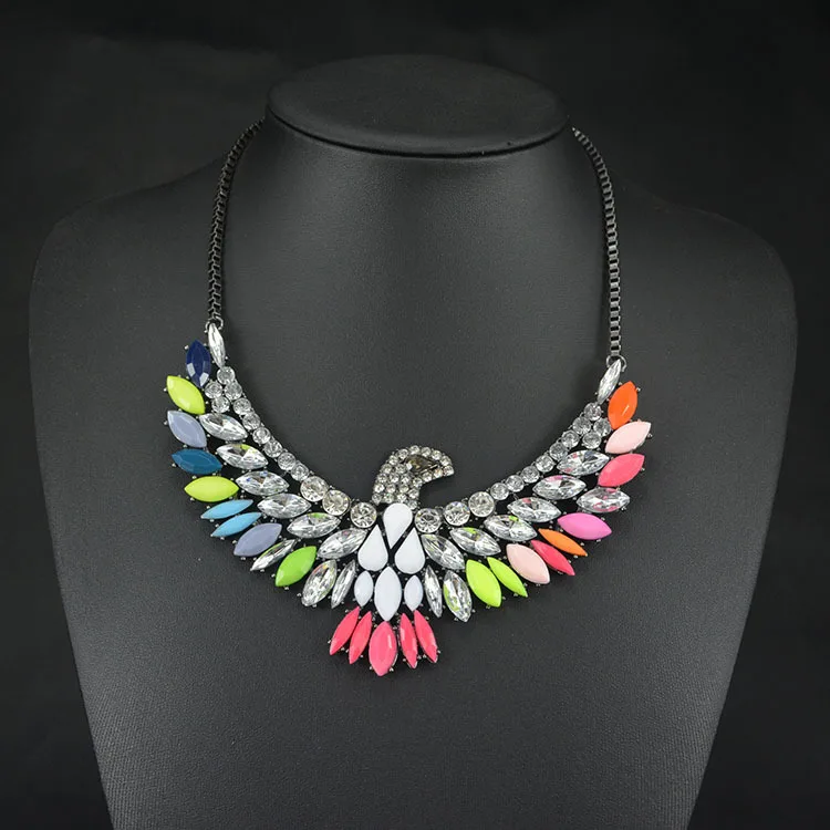 

OSHUER High Quality Women Luxury Costume Fashion Chunky Necklaces & Pendants Chokers Crystal birds Gorgeous Statement jewelry